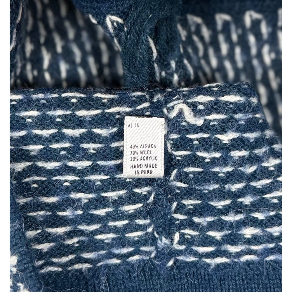 Alpaca Imprts Alpaca Wool blue white fair isle knit cardigan sweater women large - Picture 7 of 7